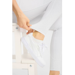 Pantaloni da equitazione Horze Matilda traforati da donna full grip Bianco / blu turchese