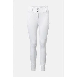 Pantaloni da equitazione Horze Matilda traforati da donna full grip Bianco / blu turchese