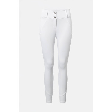 Pantaloni da equitazione Horze Matilda traforati da donna full grip Bianco / blu turchese