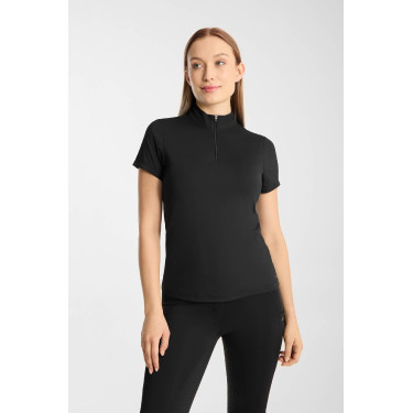 T-shirt da allenamento Horze Emmie da donna cooling a maniche corte Nero