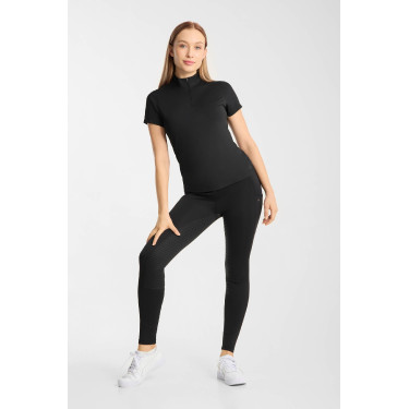 T-shirt da allenamento Horze Emmie da donna cooling a maniche corte Nero