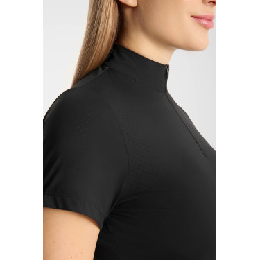 T-shirt da allenamento Horze Emmie da donna cooling a maniche corte Nero
