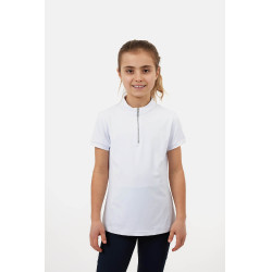 T-shirt da allenamento Horze Mina Young Rider Bianco / blu turchese