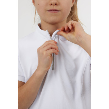 T-shirt da allenamento Horze Mina Young Rider Bianco / blu turchese