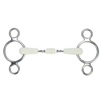 Mors gag a due anelli a doppia rottura EquiKind Softie Shires Acciaio Argento