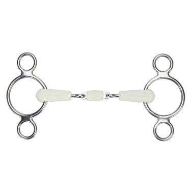 Mors gag a due anelli a doppia rottura EquiKind Softie Shires Acciaio Argento
