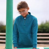Maglia con zip a un quarto React per giovane cavaliere Shires Aubrion Martin pescatore Blu