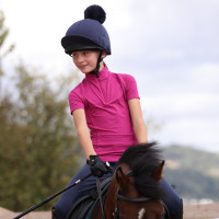 Sottostrato a maniche corte React giovane cavaliere Shires Aubrion Fucsia Rosa