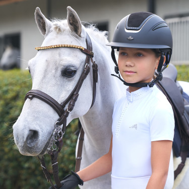 Polo da competizione a maniche corte Euro-Star Isabeau bambino Bianco