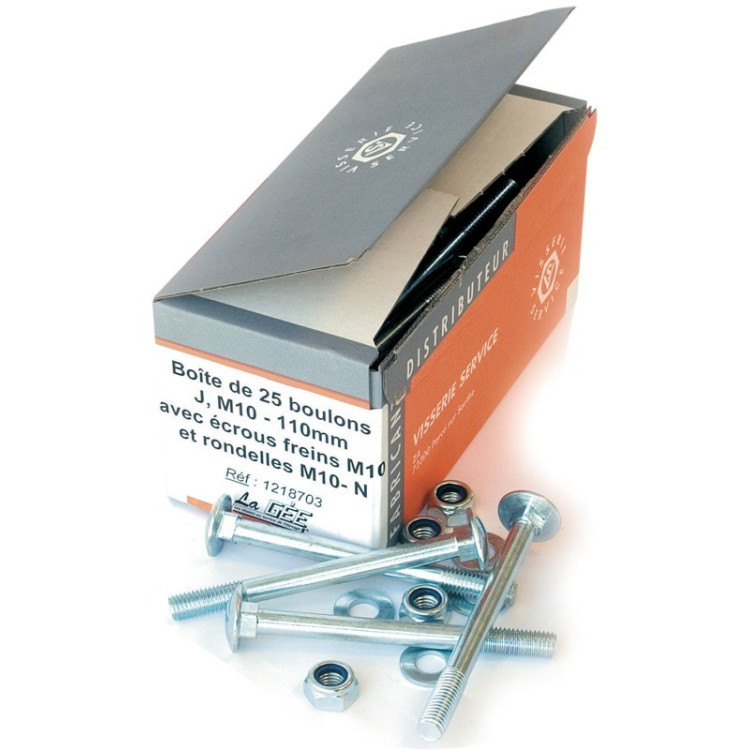 Scatola da 25 bulloni con dado autobloccante 110 mm La Gée