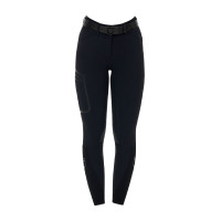 Pantalone slim fit donna vita alta Equestro Ridertechnology full grip Nero