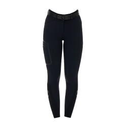 Pantalone slim fit donna vita alta Equestro Ridertechnology full grip Nero