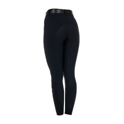 Pantalone slim fit donna vita alta Equestro Ridertechnology full grip Nero