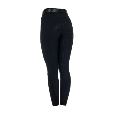 Pantalone slim fit donna vita alta Equestro Ridertechnology full grip Nero