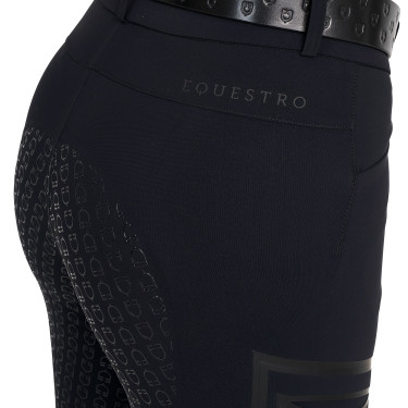 Pantalone slim fit donna vita alta Equestro Ridertechnology full grip Nero