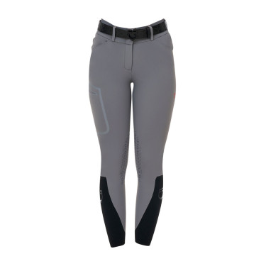 Pantalone slim fit donna vita alta Equestro Ridertechnology cuciture termosaldate Mockingbird Grigio