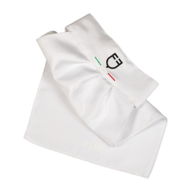 Plastron da concorso con logo ricamato Equestro X Fise Bianco