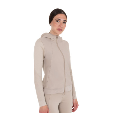 Felpa tecnica donna con cappuccio e inserti micro mesh Tan Oxford Rosa