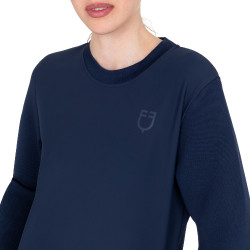 Felpa tecnica donna girocollo con inserti micro mesh Blazer marine Blu marino