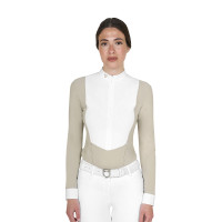 Polo donna concorso a maniche lunghe e zip Tan Oxford Rosa Polo donna concorso a maniche lunghe e zip Tan Oxford Rosa