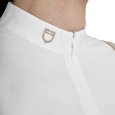 Polo donna concorso a maniche lunghe e zip Tan Oxford Rosa