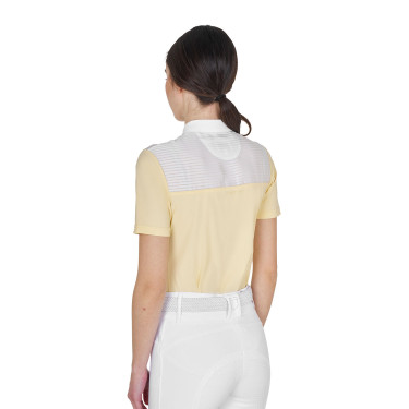 Polo concorso donna slim fit con inserti in tessuto simil seta Soleil Arancione