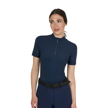 T-shirt donna da allenamento in tessuto tecnico con microfori Blazer marine Blu marino
