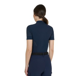 T-shirt donna da allenamento in tessuto tecnico con microfori Blazer marine Blu marino