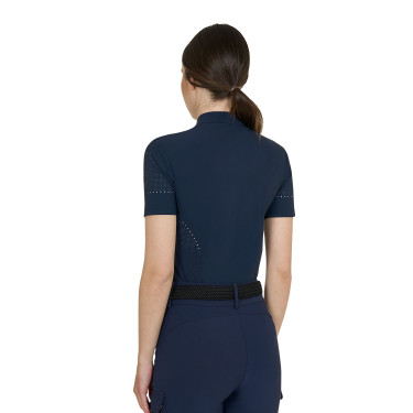 T-shirt donna da allenamento in tessuto tecnico con microfori Blazer marine Blu marino