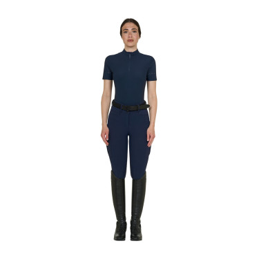 T-shirt donna da allenamento in tessuto tecnico con microfori Blazer marine Blu marino