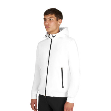 Felpa uomo con cappuccio regolabile e zip Bianco
