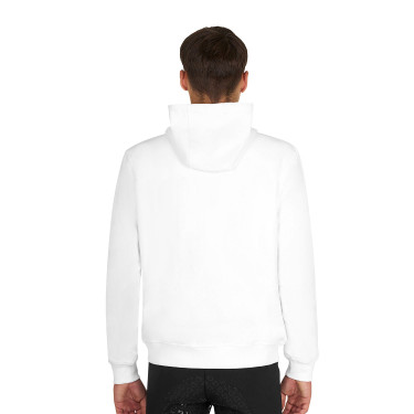 Felpa uomo con cappuccio regolabile e zip Bianco