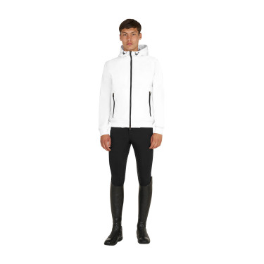 Felpa uomo con cappuccio regolabile e zip Bianco