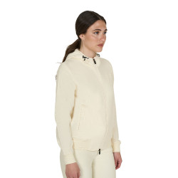 Felpa donna con cappuccio regolabile e zip Bianco antico Beige