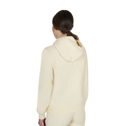 Felpa donna con cappuccio regolabile e zip Bianco antico Beige