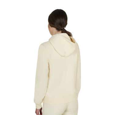 Felpa donna con cappuccio regolabile e zip Bianco antico Beige
