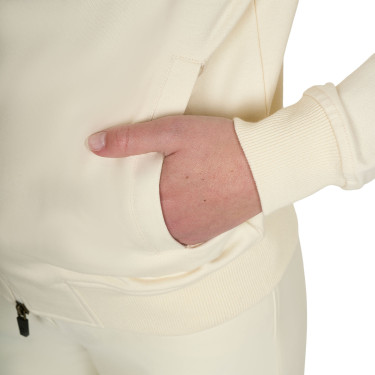 Felpa donna con cappuccio regolabile e zip Bianco antico Beige
