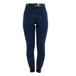 Pantaloni donna full grip a vita alta logo in strass