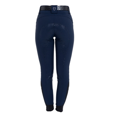 Pantaloni donna full grip a vita alta logo in strass