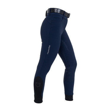 Pantaloni donna full grip a vita alta logo in strass