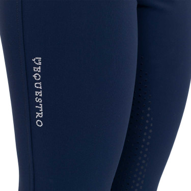 Pantaloni donna full grip a vita alta logo in strass