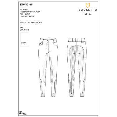 Pantaloni donna full grip a vita alta logo in strass Bianco