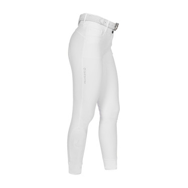Pantaloni donna full grip a vita alta logo in strass Bianco