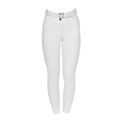 Pantaloni donna full grip a vita alta logo in strass Bianco