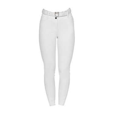 Pantaloni donna full grip a vita alta logo in strass Bianco