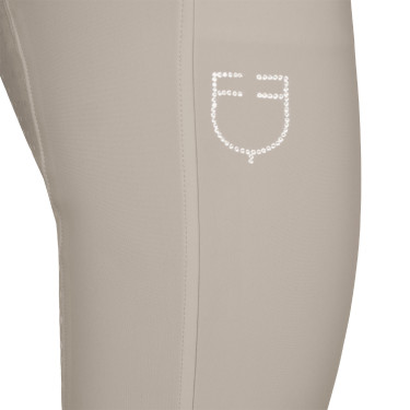 Pantaloni donna full grip a vita alta logo in strass Tan Oxford Rosa