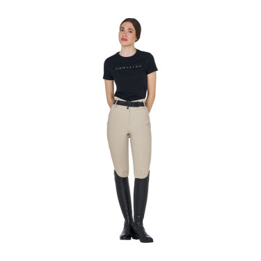 Pantaloni donna a vita alta monogram Tan Oxford Rosa