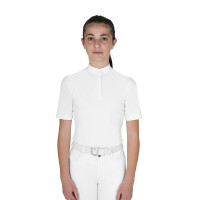 Polo concorso bambina slim fit con bottoni Bianco