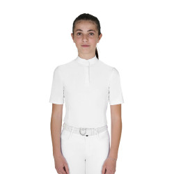 Polo concorso bambina slim fit con bottoni Bianco