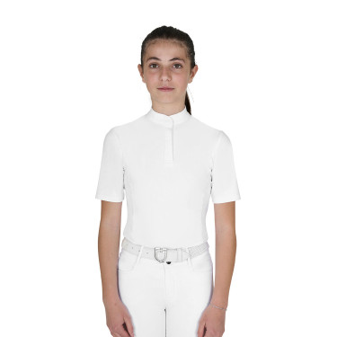 Polo concorso bambina slim fit con bottoni Bianco